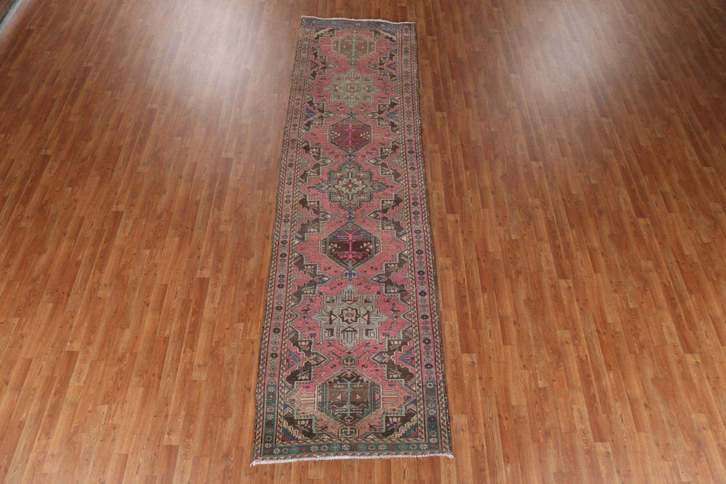 Geometric Pink Tabriz Persian Runner Rug 3x12