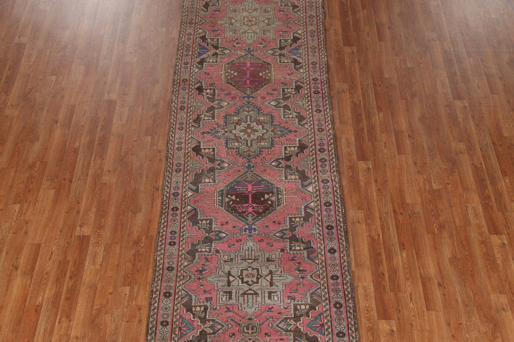 Geometric Pink Tabriz Persian Runner Rug 3x12