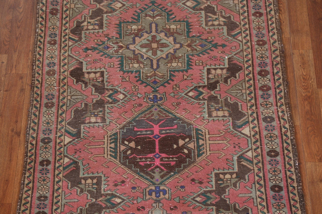 Geometric Pink Tabriz Persian Runner Rug 3x12