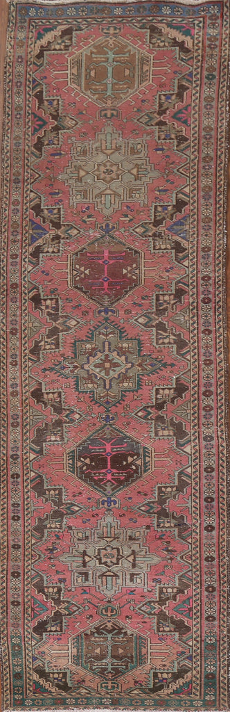 Geometric Pink Tabriz Persian Runner Rug 3x12