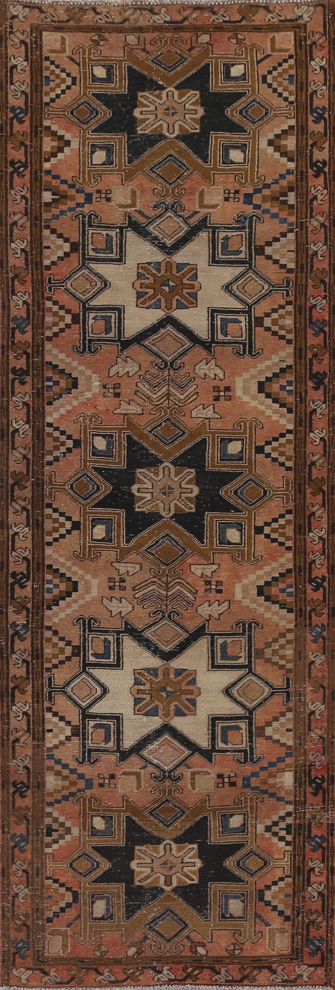 Geometric Tabriz Persian Runner Rug 3x11