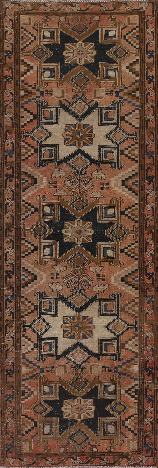 Geometric Tabriz Persian Runner Rug 3x11