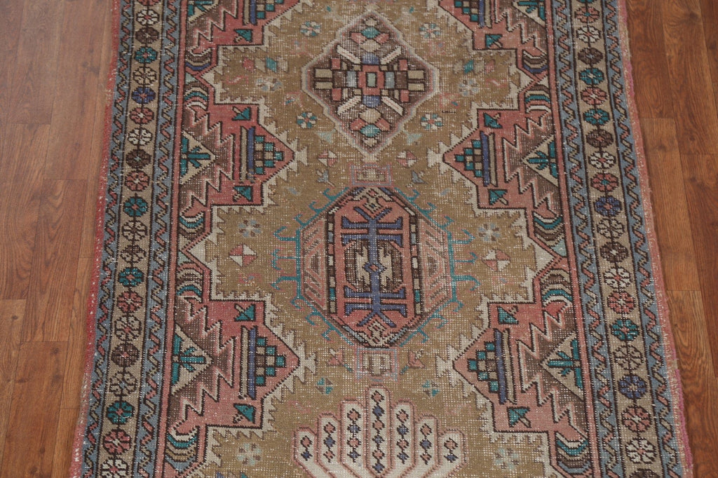 Vintage Geometric Tabriz Persian Runner Rug 4x12