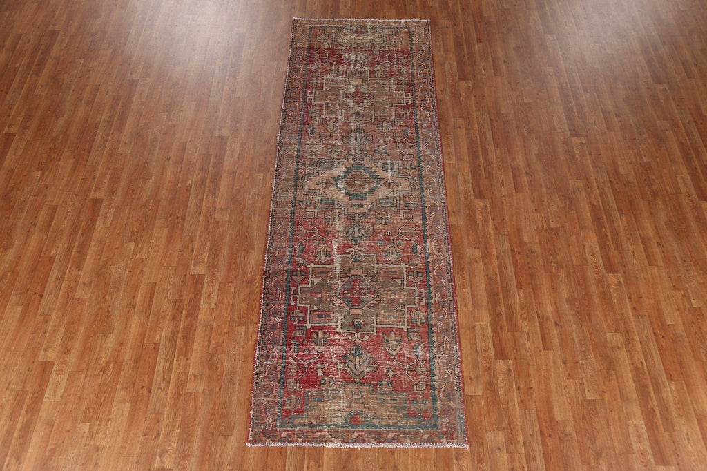 Handmade Wool Heriz Persian Runner Rug 3x10