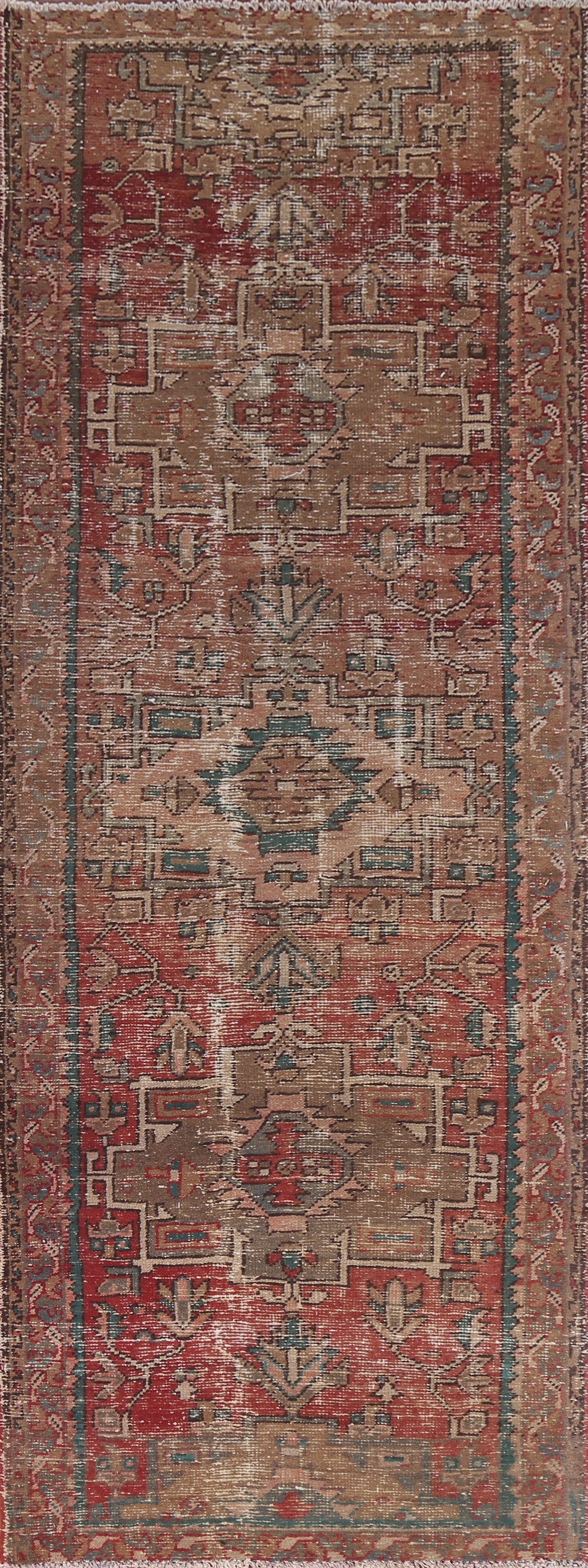 Handmade Wool Heriz Persian Runner Rug 3x10