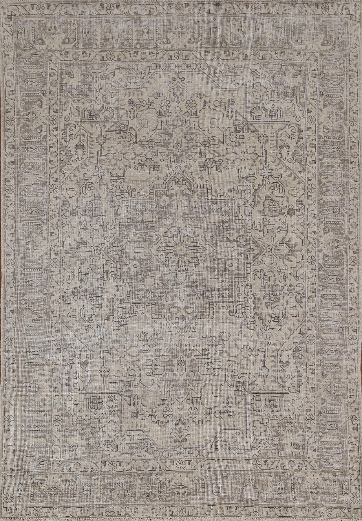 Distressed Wool Tabriz Persian Area Rug 5x6