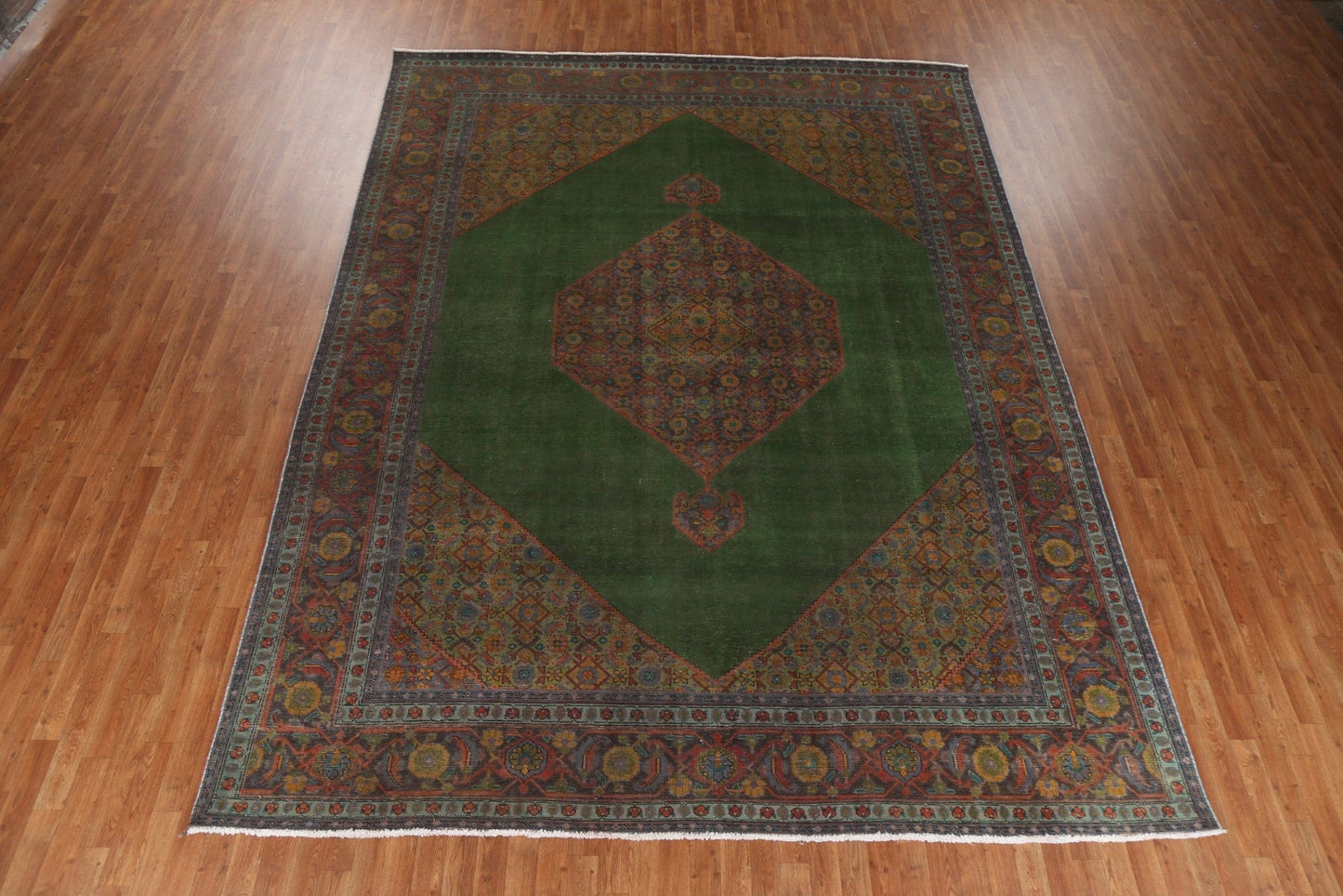 Over-Dyed Green Tabriz Persian Area Rug 10x13