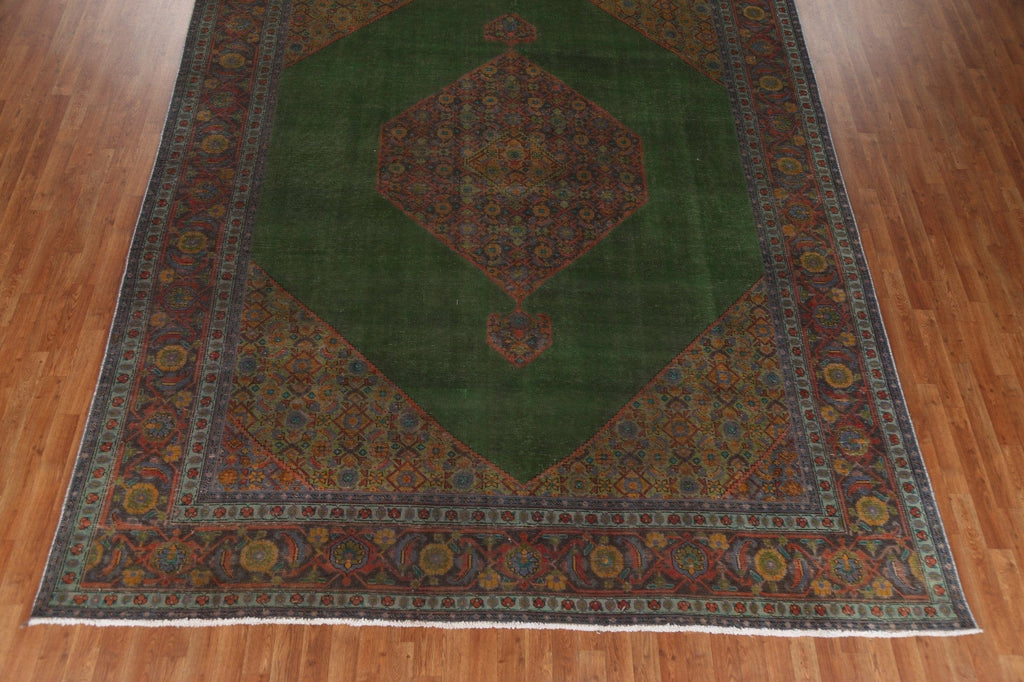 Over-Dyed Green Tabriz Persian Area Rug 10x13