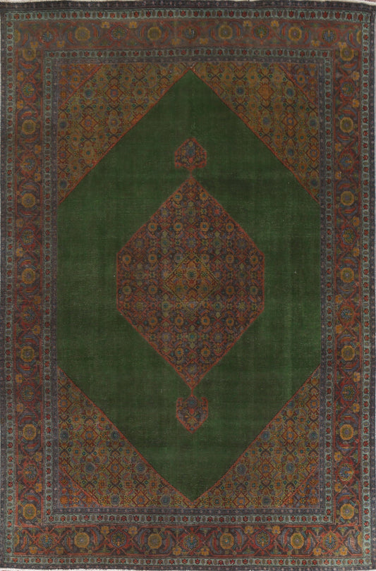 Over-Dyed Green Tabriz Persian Area Rug 10x13