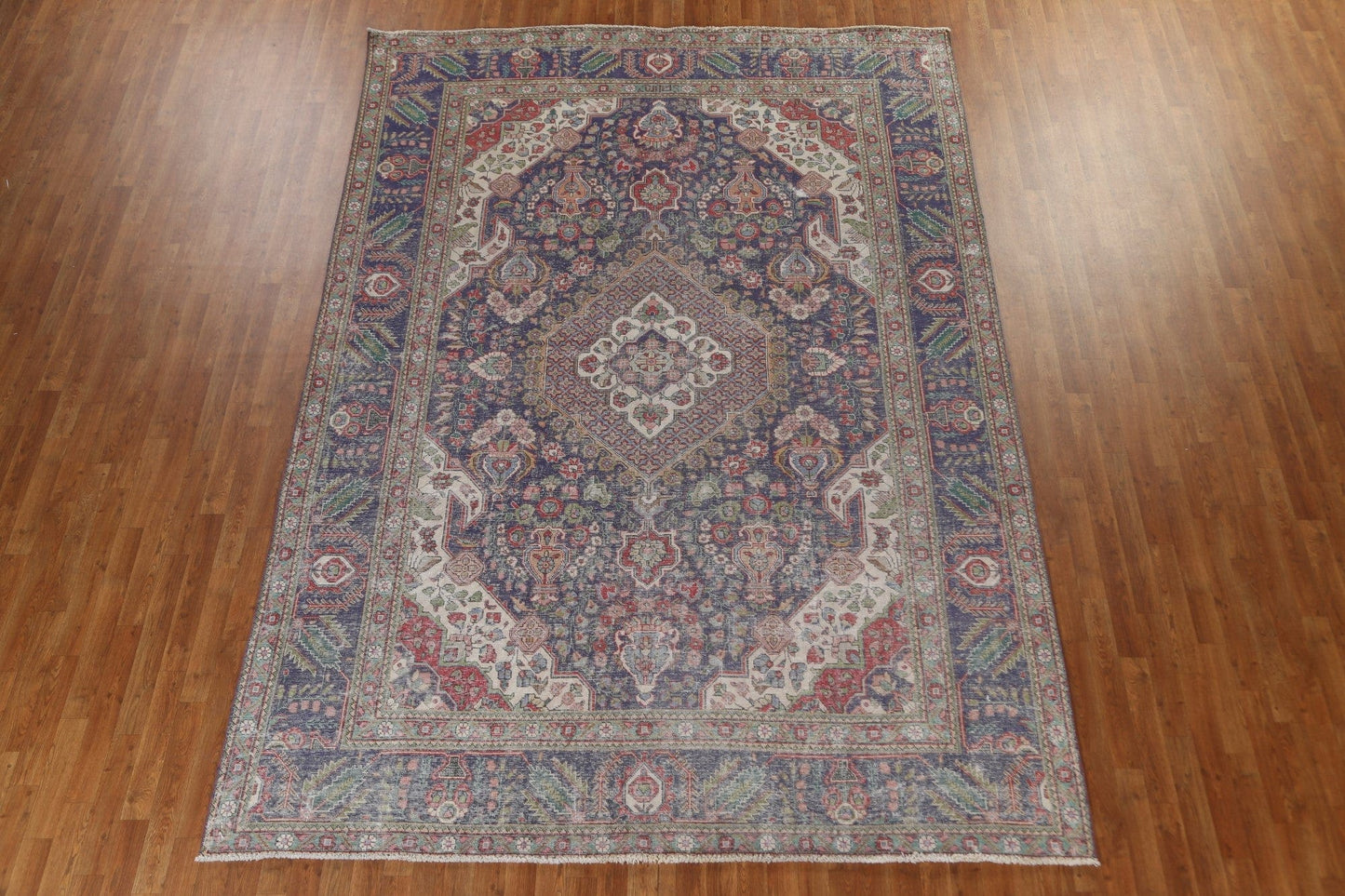 Hand-Knotted Blue Tabriz Persian Area Rug 8x12