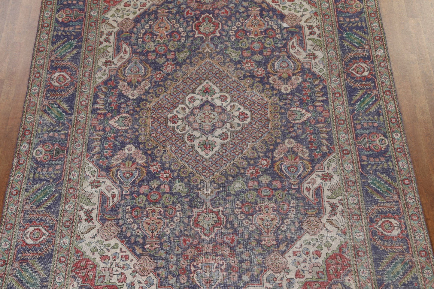 Hand-Knotted Blue Tabriz Persian Area Rug 8x12