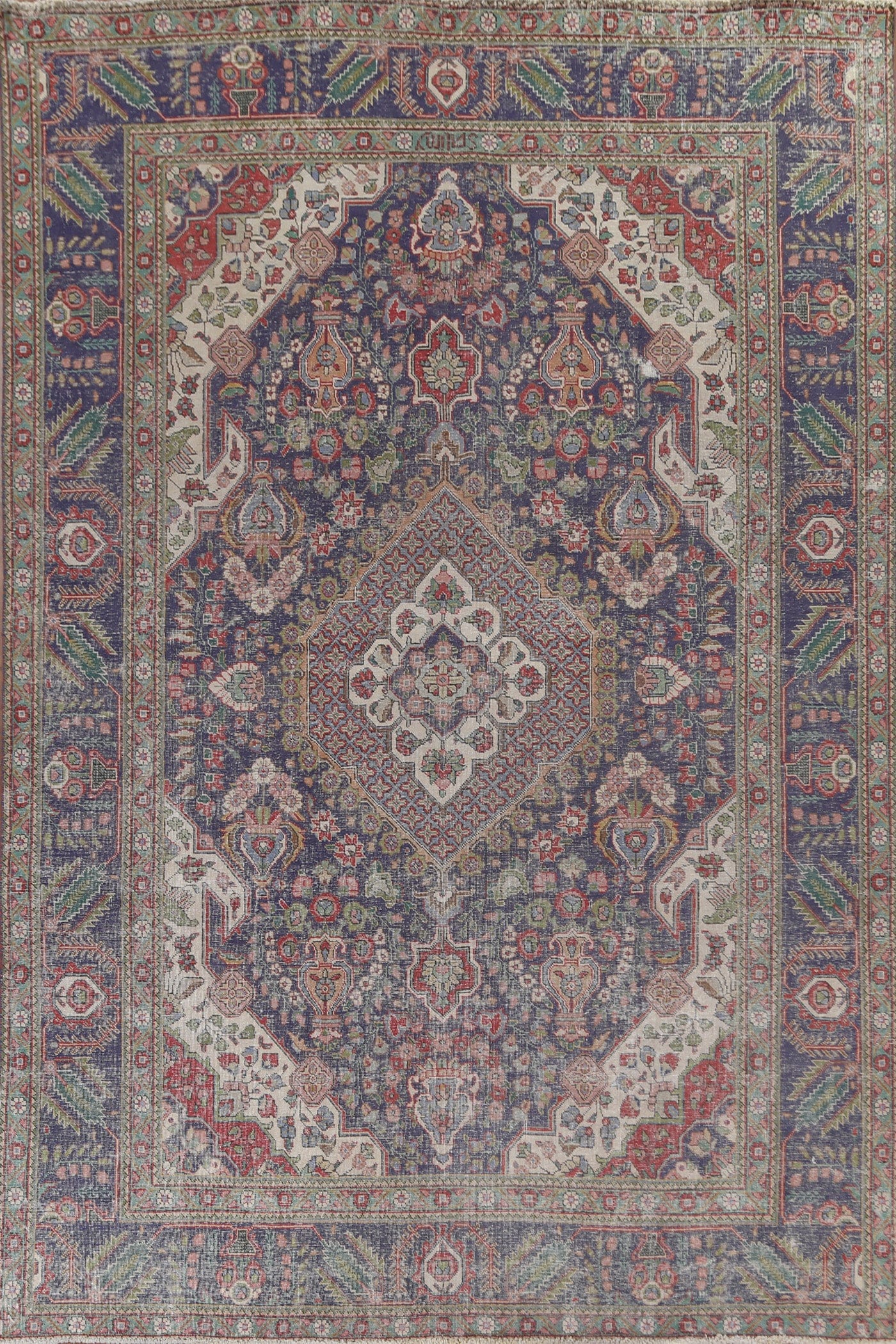 Hand-Knotted Blue Tabriz Persian Area Rug 8x12