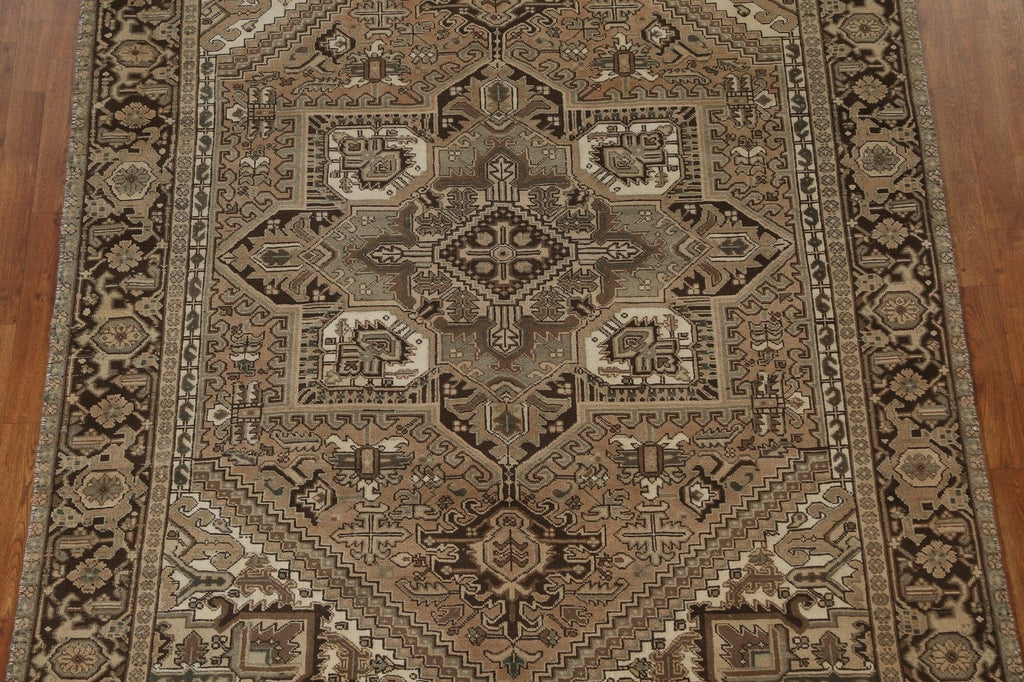 Vintage Geometric Heriz Persian Area Rug 7x9