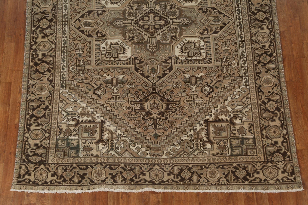 Vintage Geometric Heriz Persian Area Rug 7x9