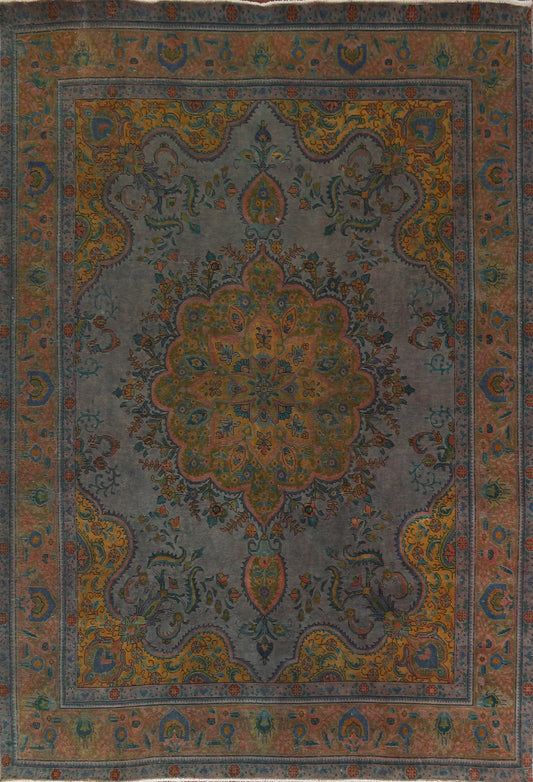 Distressed Over-Dyed Tabriz Persian Area Rug 10x12