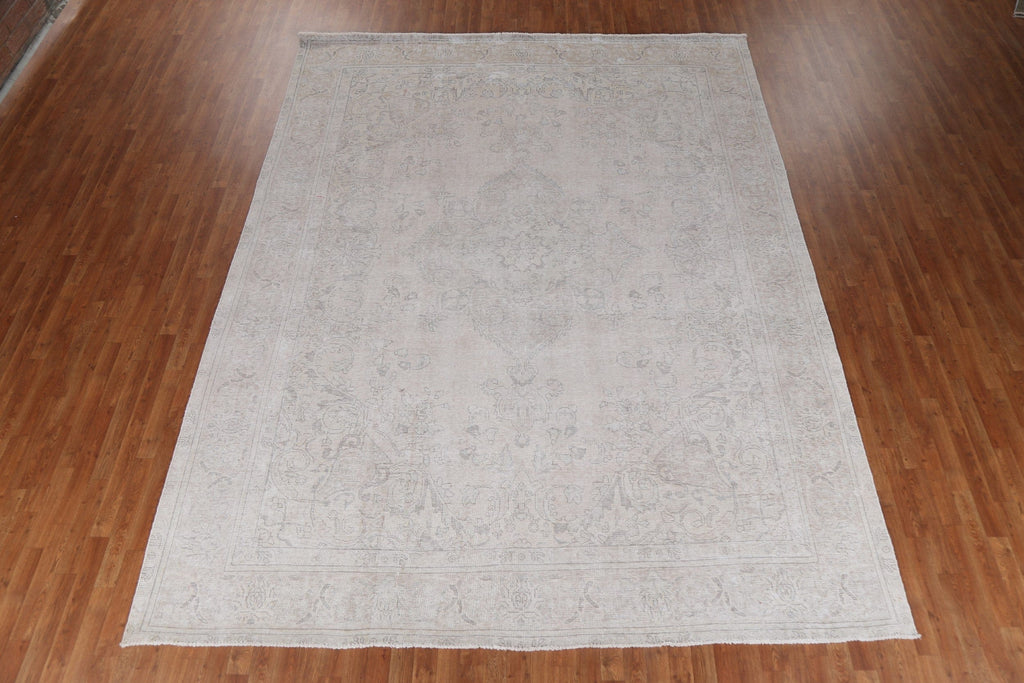 Distressed Wool Tabriz Persian Rug 10x13