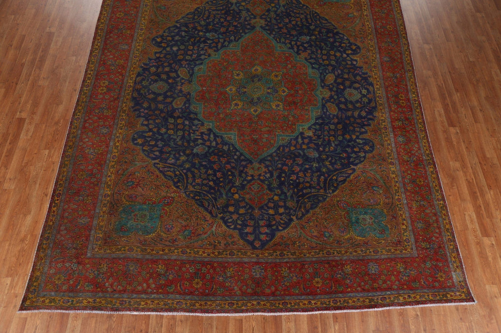 Vintage Floral Tabriz Persian Area Rug 10x13