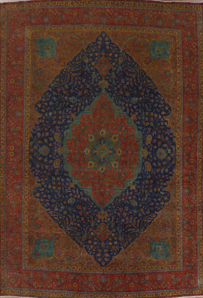 Vintage Floral Tabriz Persian Area Rug 10x13