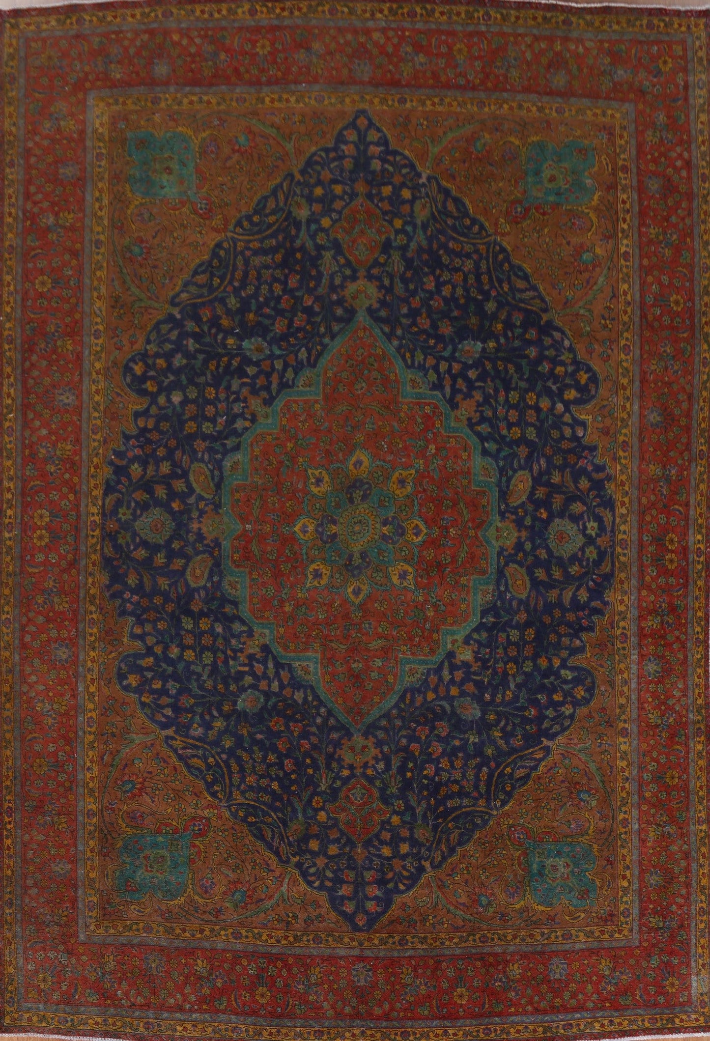 Vintage Floral Tabriz Persian Area Rug 10x13