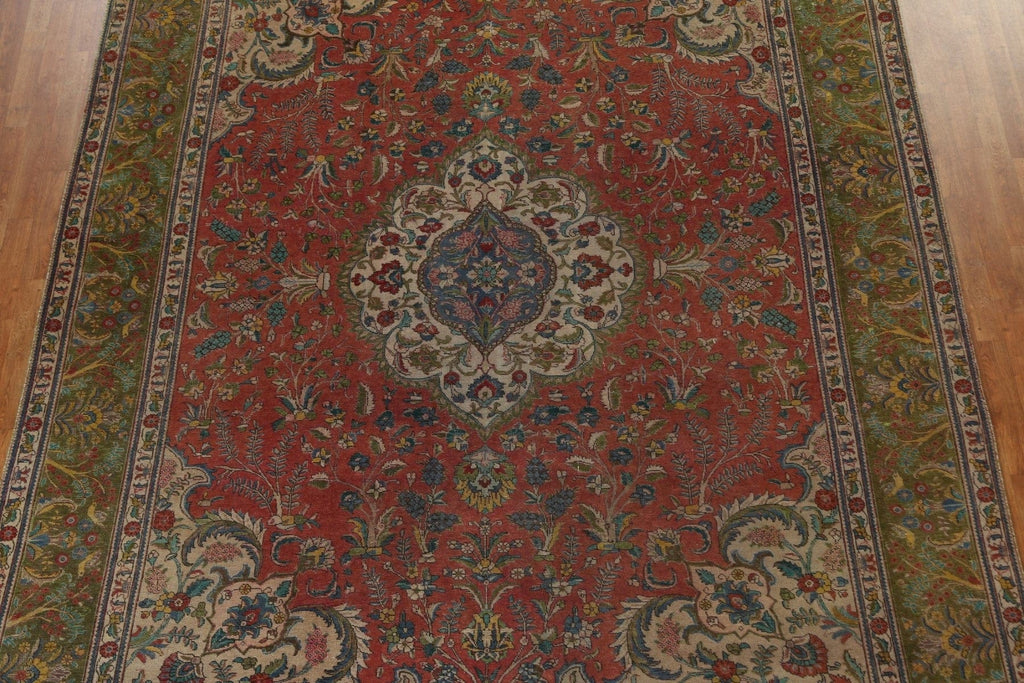 Distressed Over-Dyed Tabriz Persian Area Rug 10x13