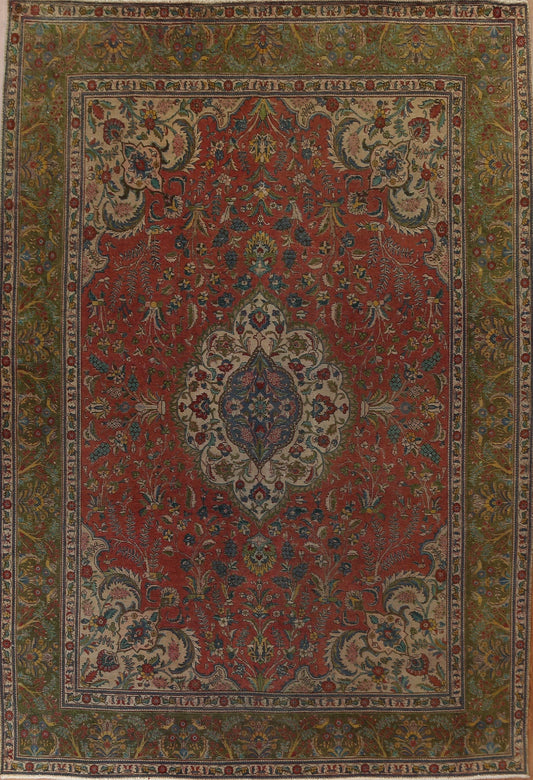 Distressed Over-Dyed Tabriz Persian Area Rug 10x13