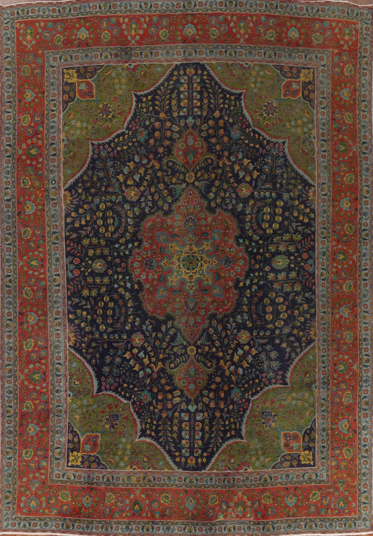 Distressed Over-Dyed Tabriz Persian Area Rug 9x13