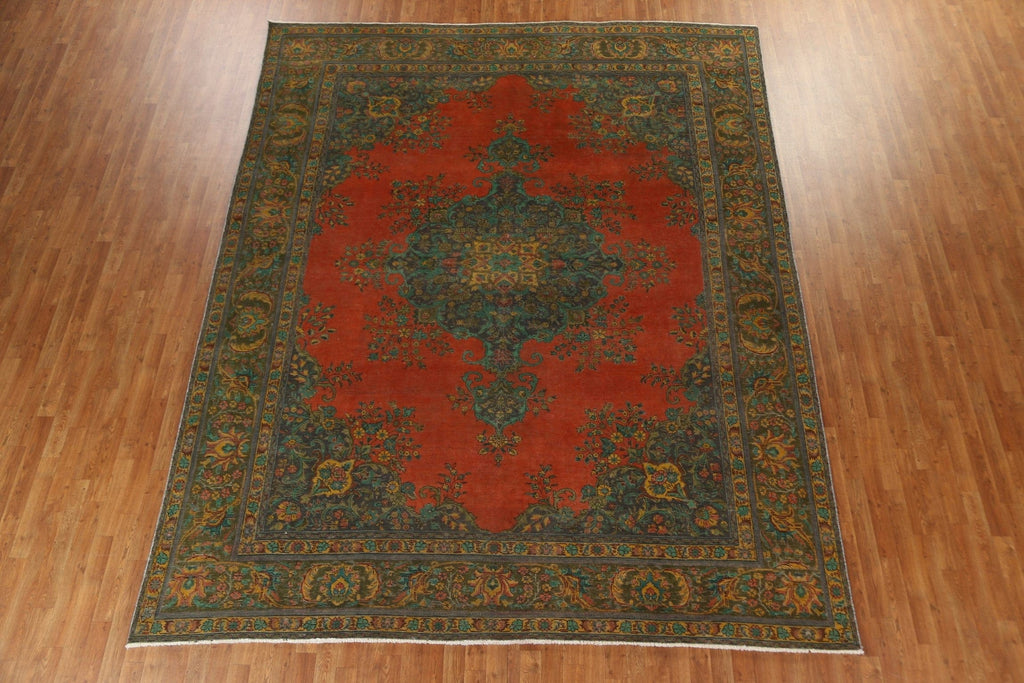 Distressed Over-Dyed Tabriz Persian Area Rug 10x12