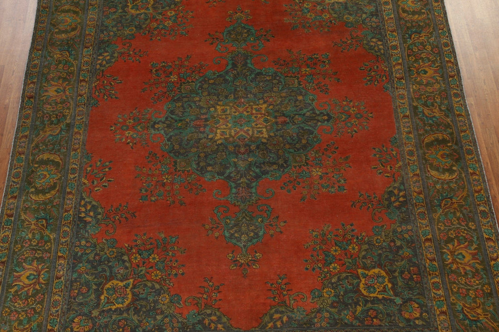 Distressed Over-Dyed Tabriz Persian Area Rug 10x12