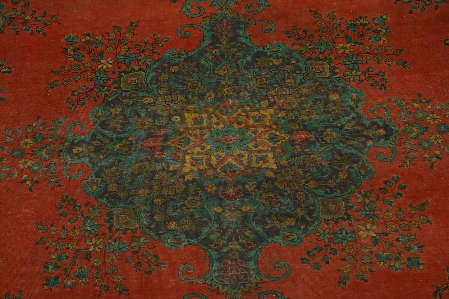 Distressed Over-Dyed Tabriz Persian Area Rug 10x12