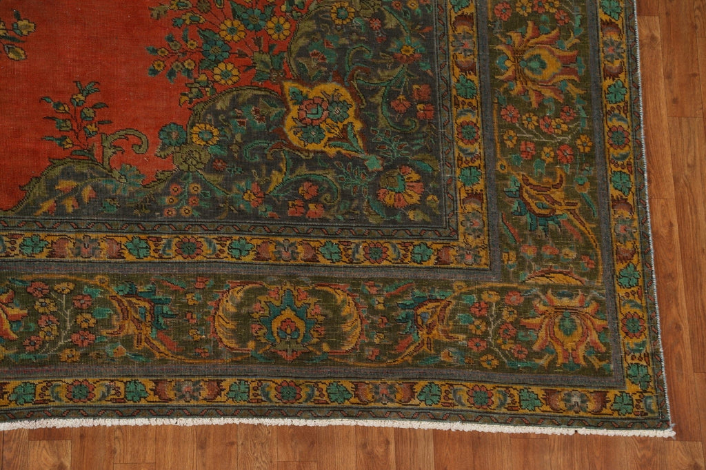 Distressed Over-Dyed Tabriz Persian Area Rug 10x12