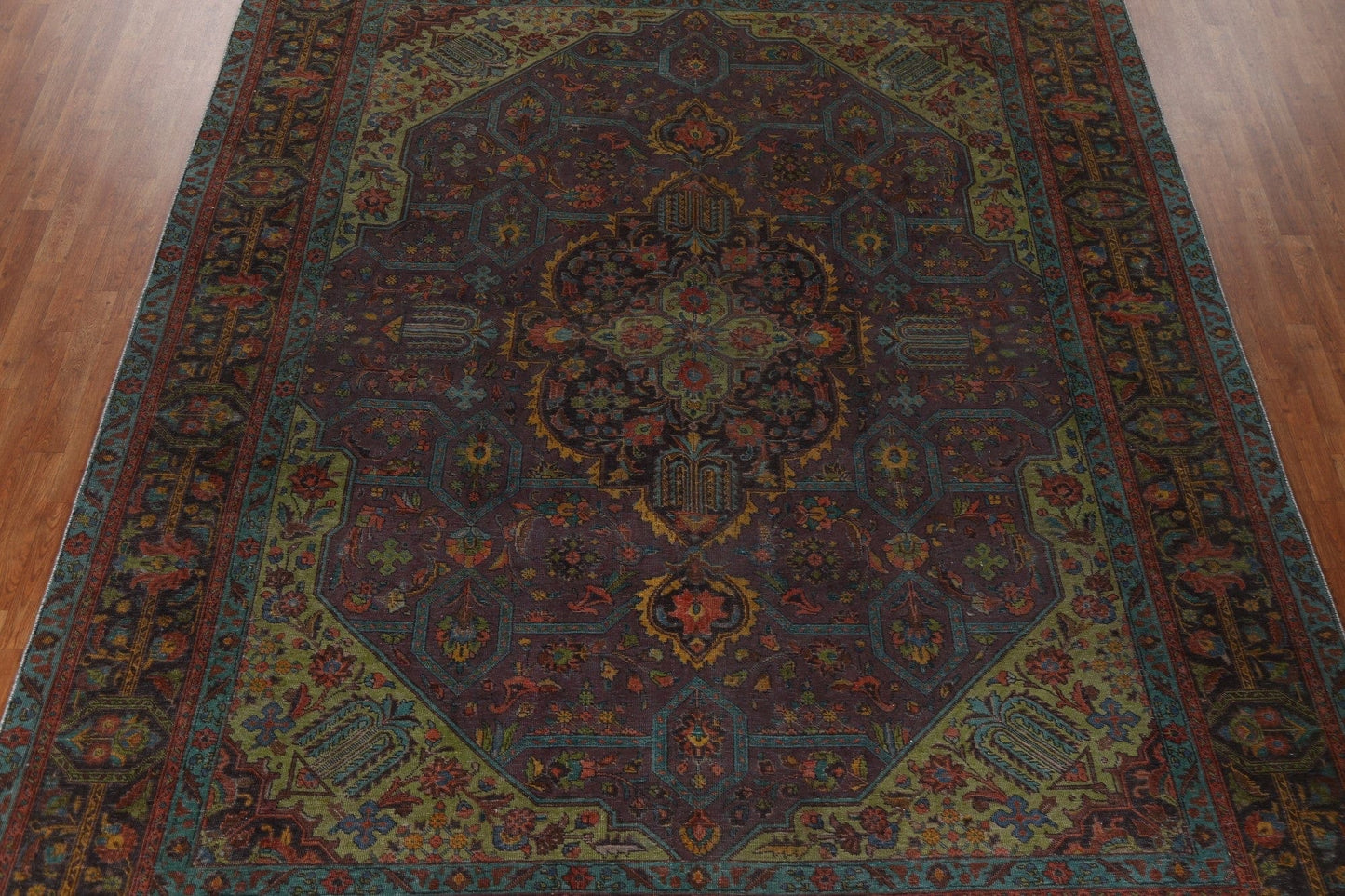 Distressed Over-Dyed Tabriz Persian Area Rug 10x13