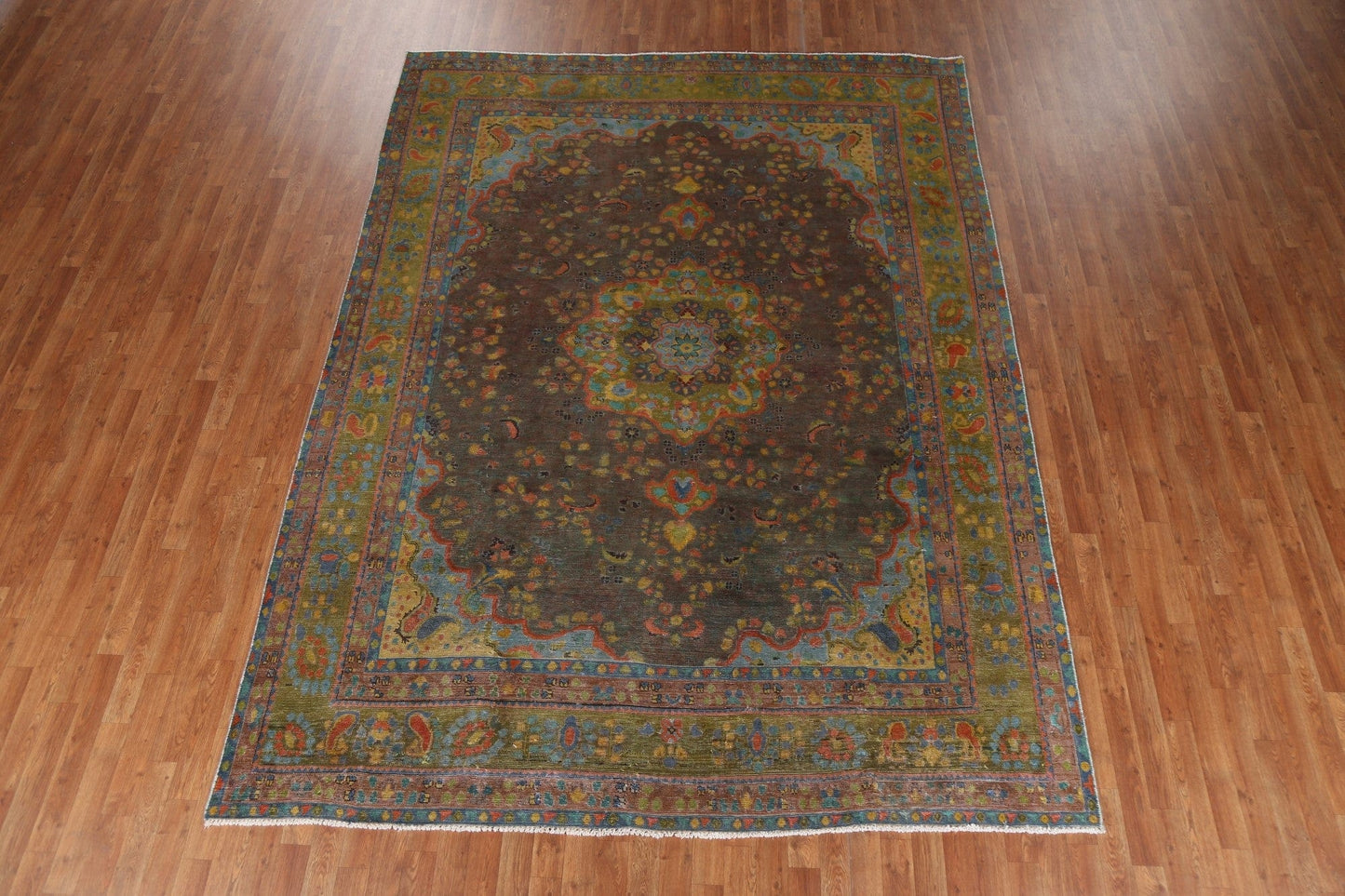 Distressed Over-Dyed Tabriz Persian Area Rug 8x11