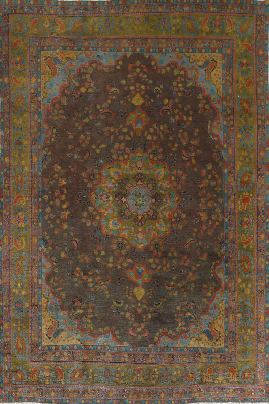 Distressed Over-Dyed Tabriz Persian Area Rug 8x11