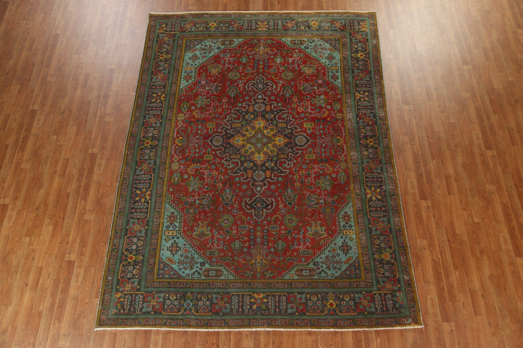 Distressed Over-Dyed Tabriz Persian Area Rug 8x11