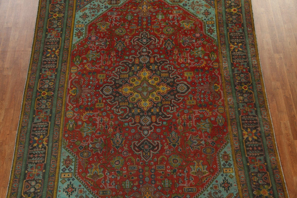 Distressed Over-Dyed Tabriz Persian Area Rug 8x11