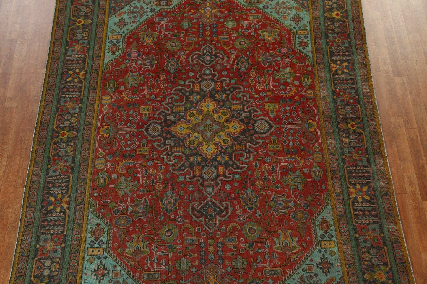 Distressed Over-Dyed Tabriz Persian Area Rug 8x11