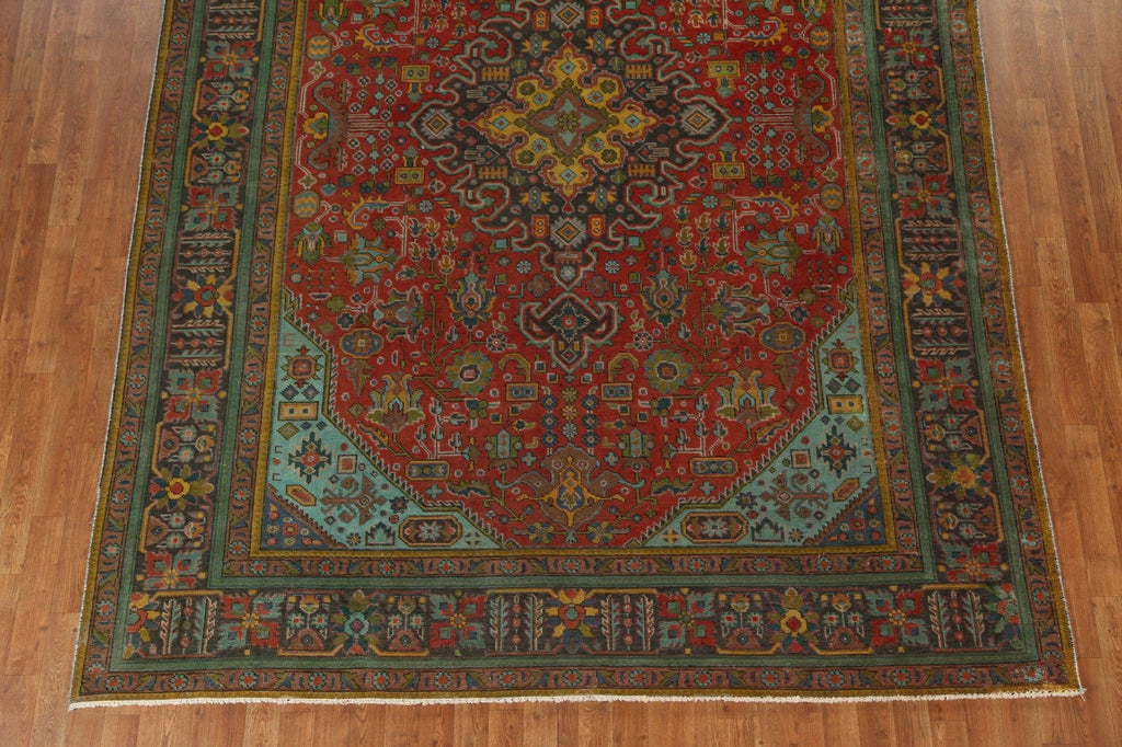 Distressed Over-Dyed Tabriz Persian Area Rug 8x11