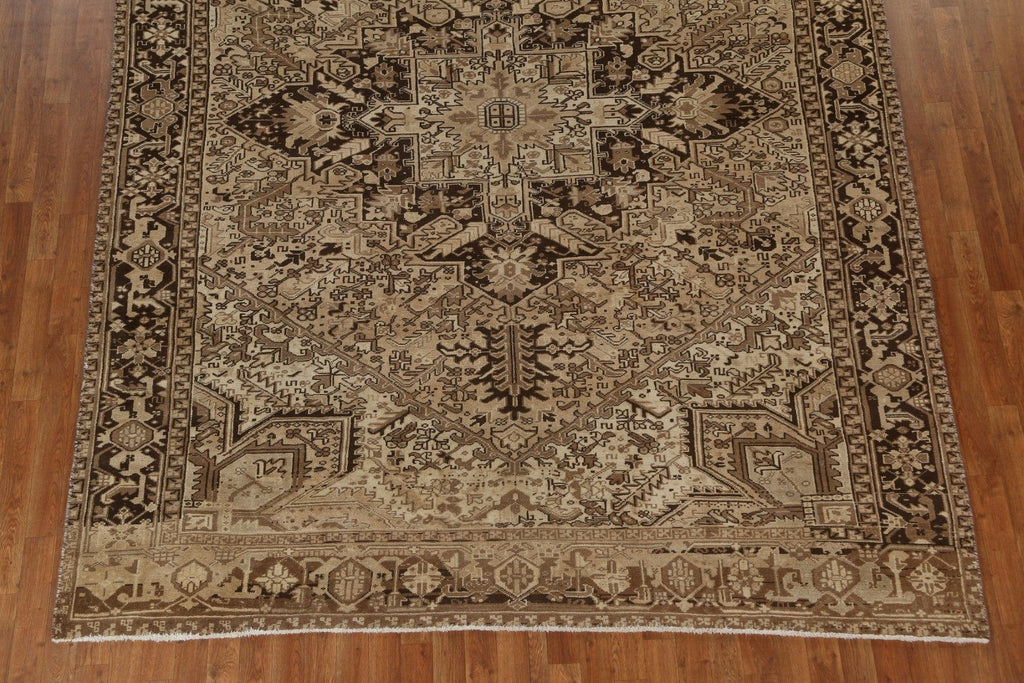 Vintage Geometric Heriz Persian Wool Rug 8x11