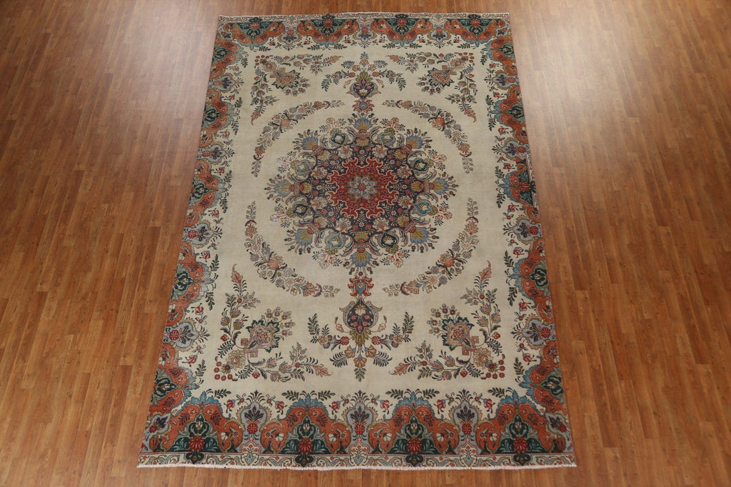 Vintage Floral Tabriz Persian Area Rug 8x13