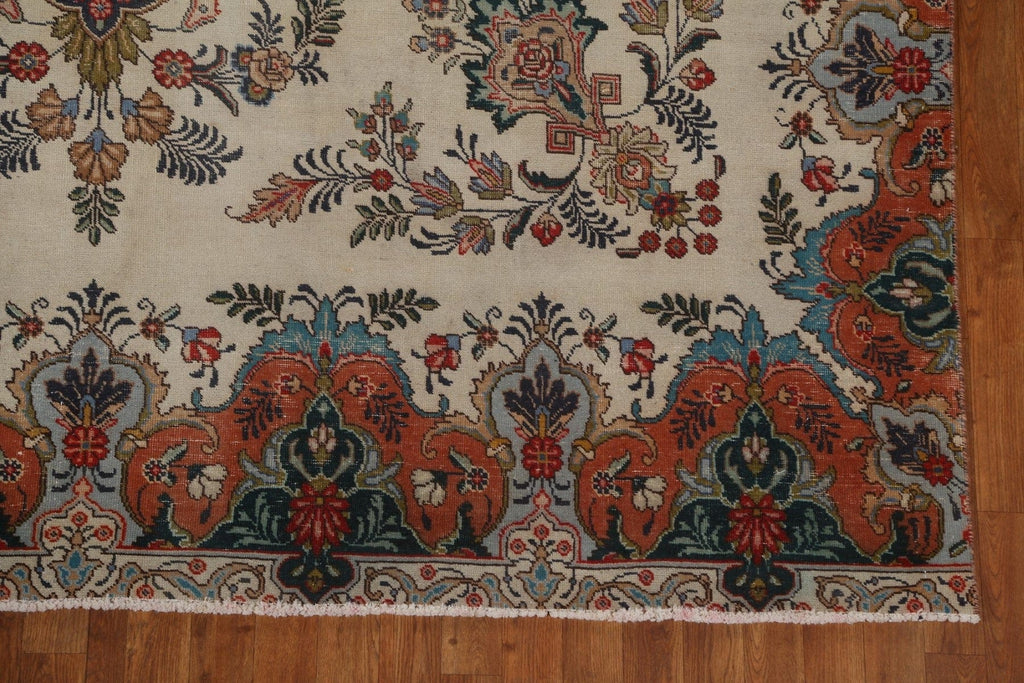 Vintage Floral Tabriz Persian Area Rug 8x13