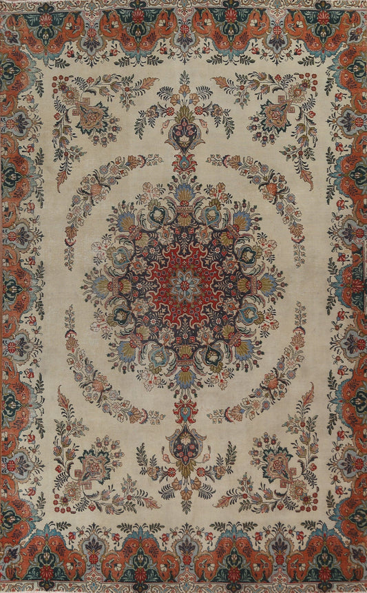 Vintage Floral Tabriz Persian Area Rug 8x13