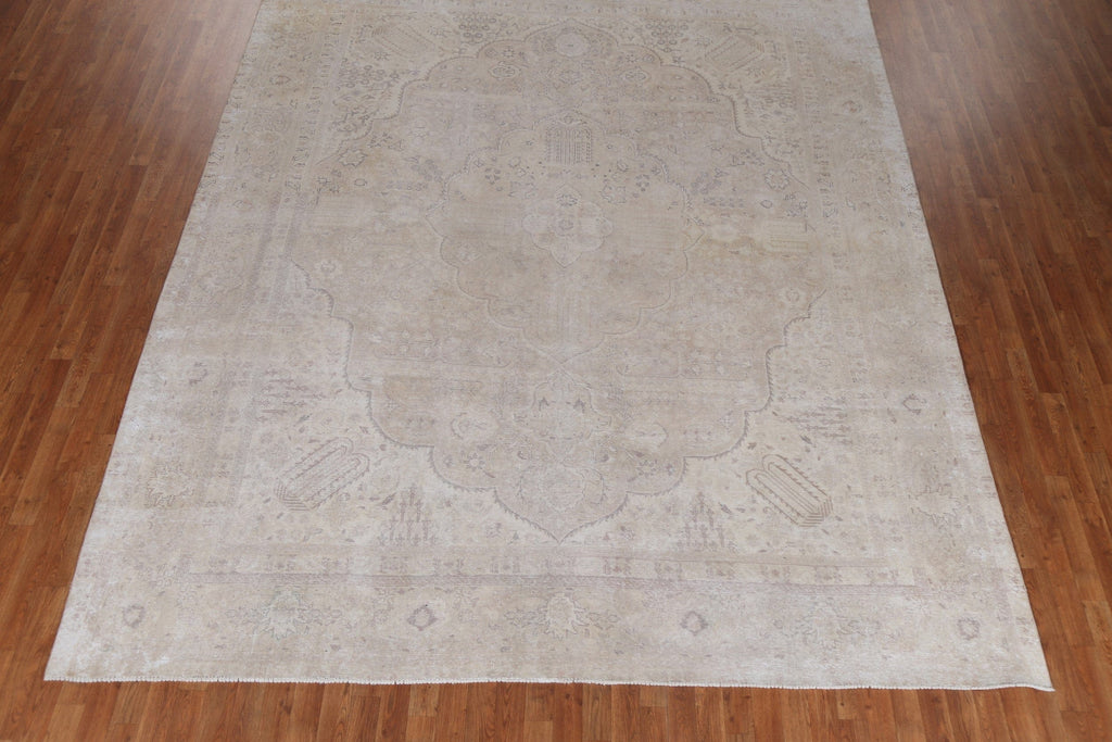 Distressed Wool Tabriz Persian Area Rug 10x13