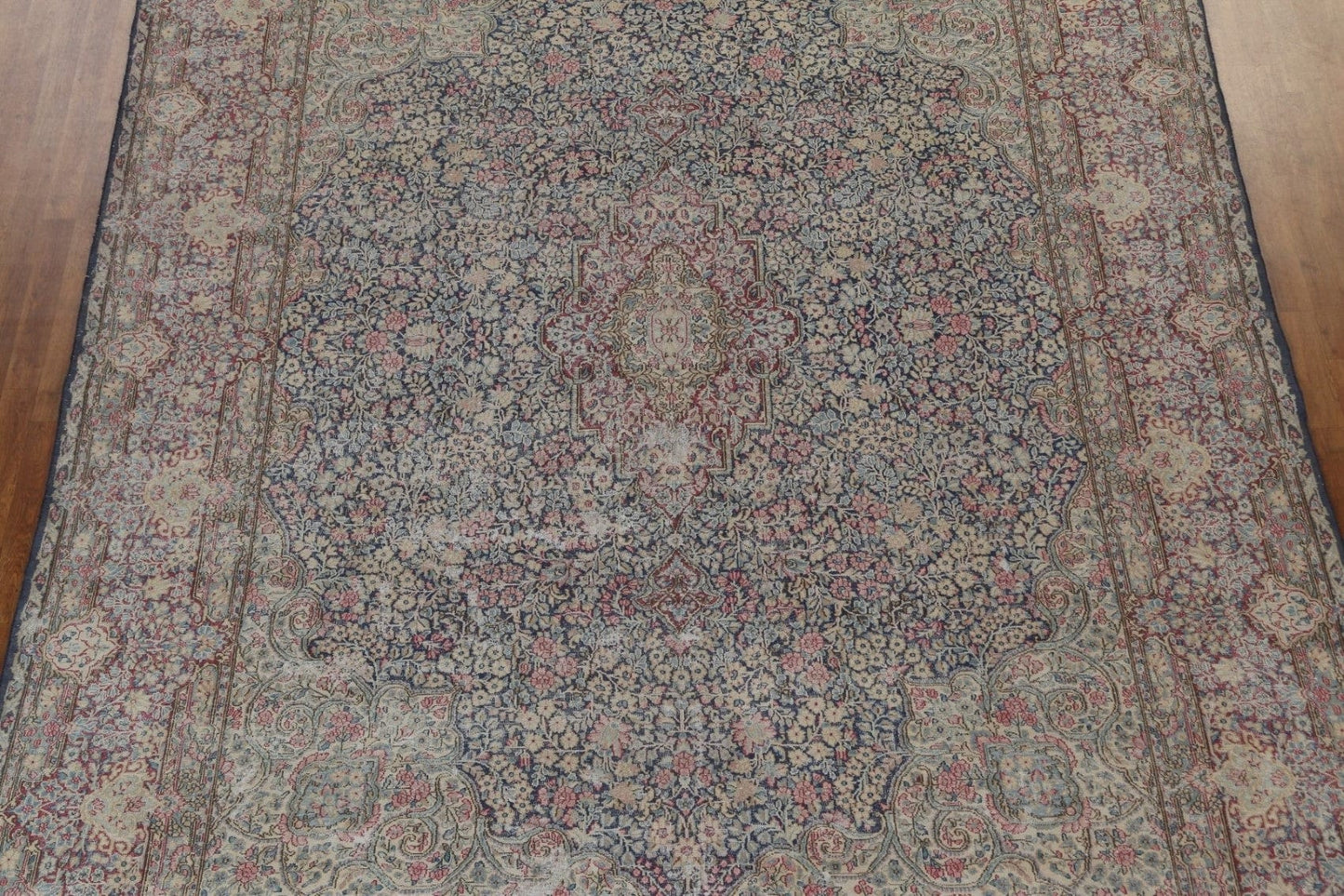 Antique Floral Kerman Persian Wool Rug 10x13