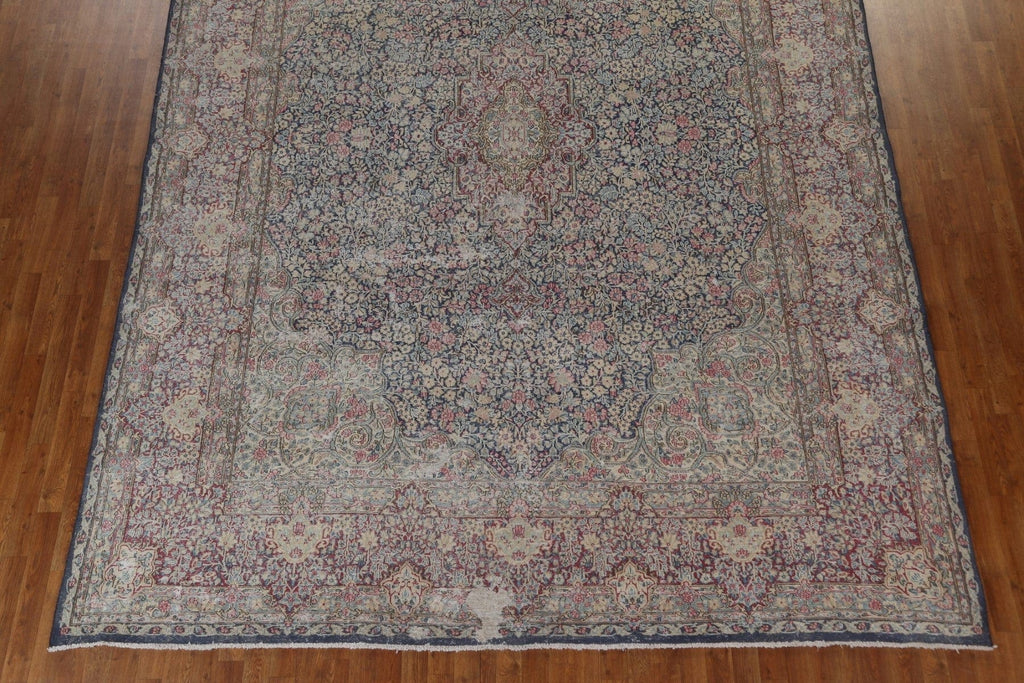 Antique Floral Kerman Persian Wool Rug 10x13