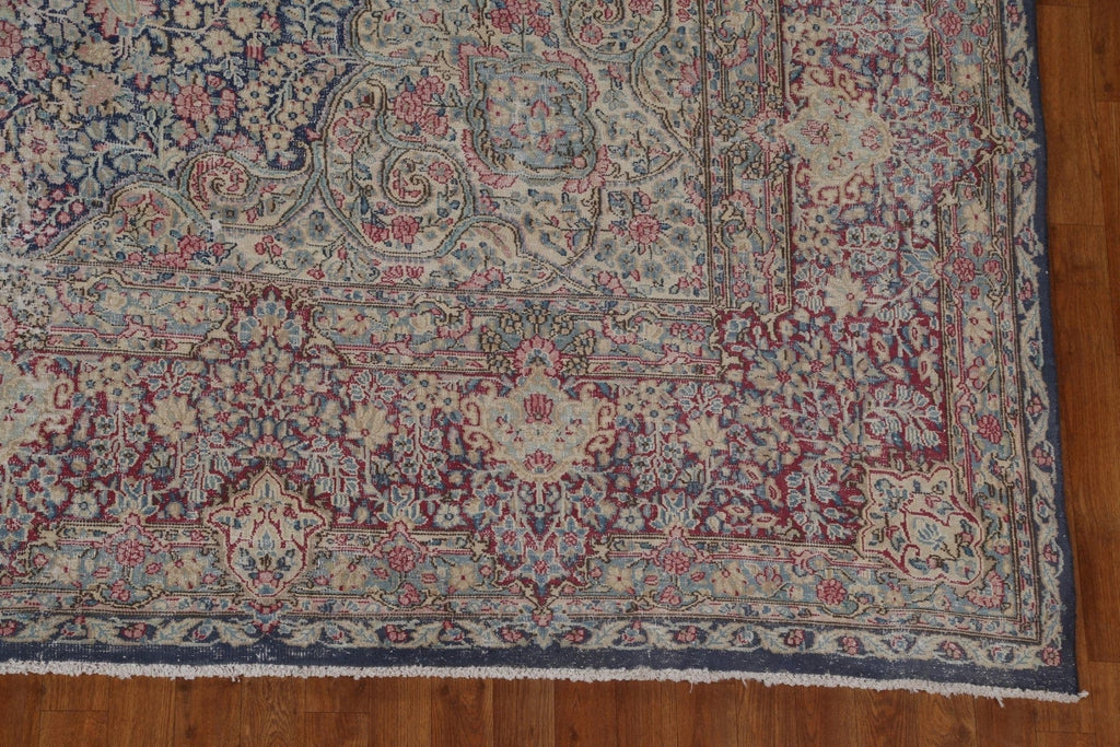 Antique Floral Kerman Persian Wool Rug 10x13