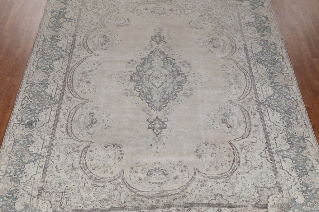 Distressed Wool Kerman Persian Rug 9x13