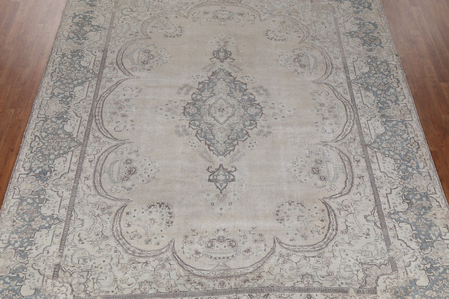 Distressed Wool Kerman Persian Rug 9x13