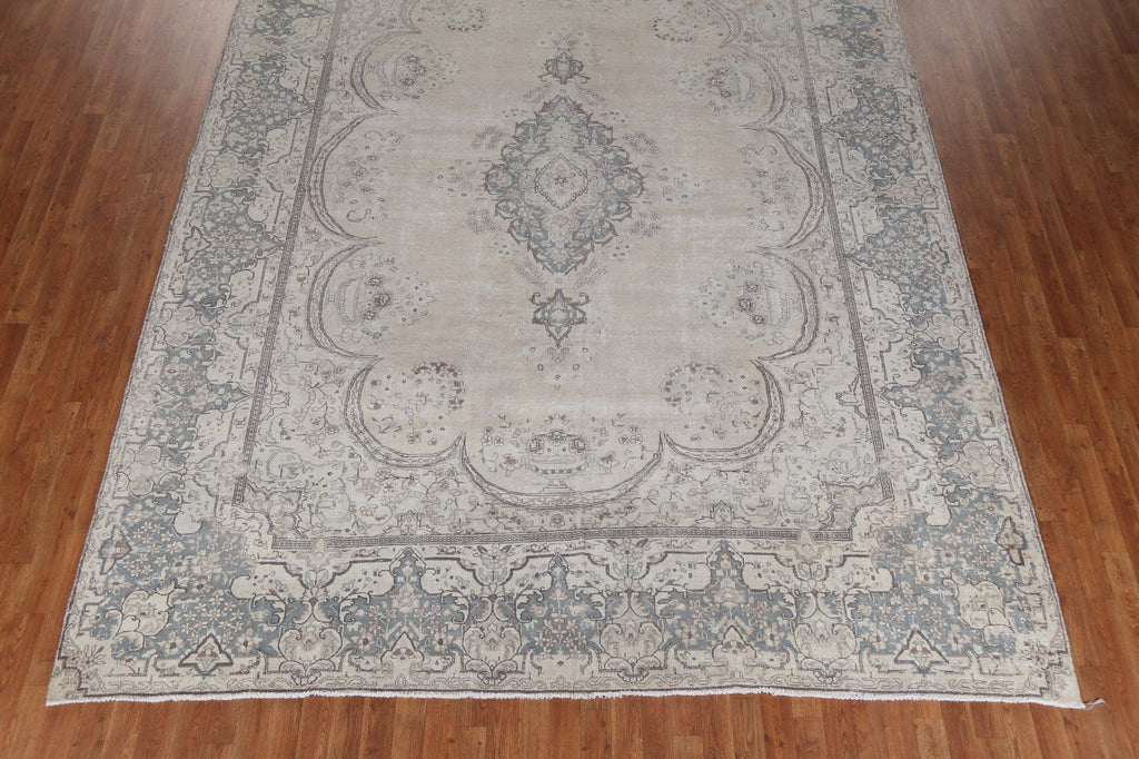 Distressed Wool Kerman Persian Rug 9x13