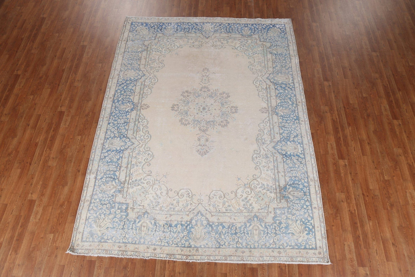 Distressed Wool Kerman Persian Rug 7x10