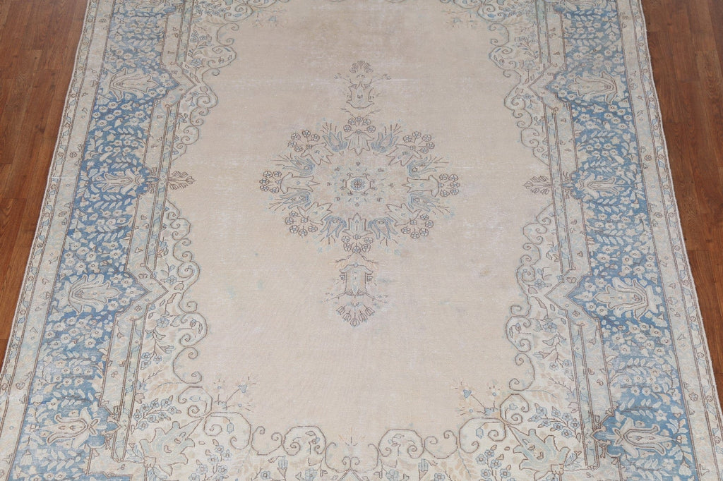 Distressed Wool Kerman Persian Rug 7x10